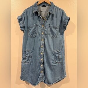 Denim Button-Up Dress Great Condition Size Large